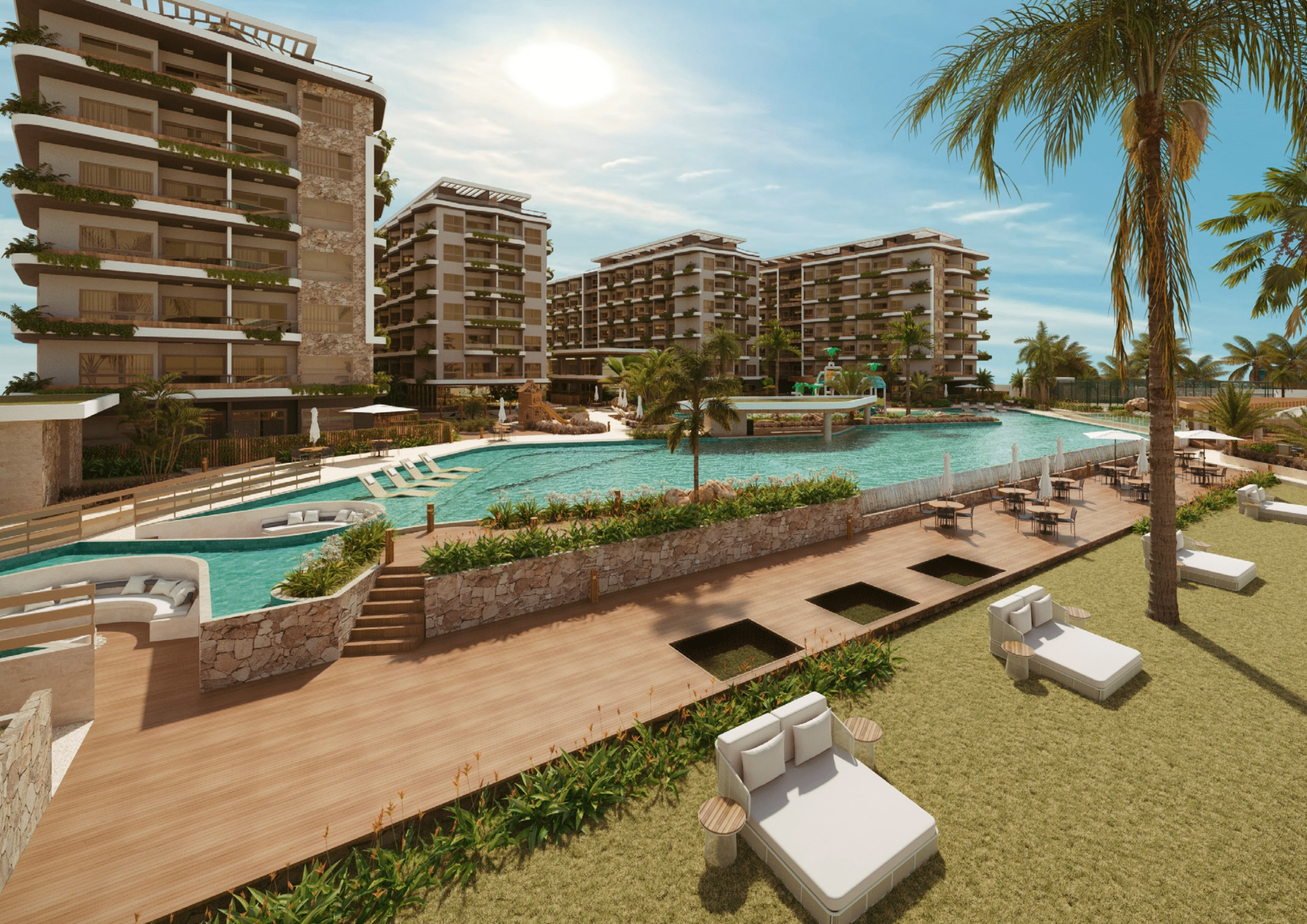 Deck praia do empreendimento.